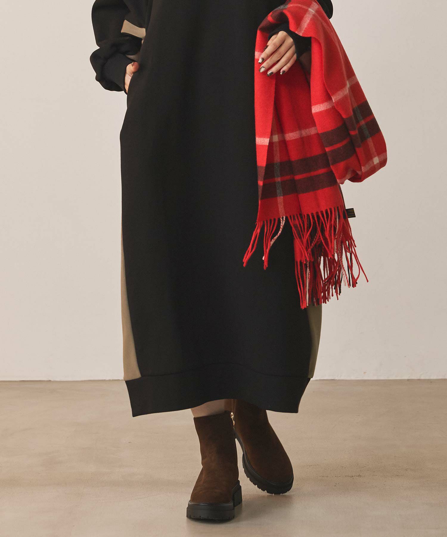 Gready Brilliant裏起毛バイカラーフーディワンピース | SEKIMIKI Online