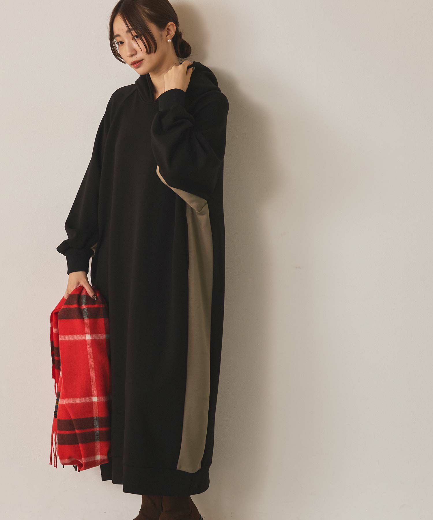 Gready Brilliant裏起毛バイカラーフーディワンピース | SEKIMIKI Online