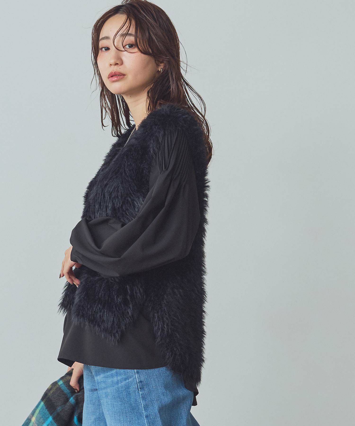 Gready BrilliantVネックシャギーベストSETトップス | SEKIMIKI Online