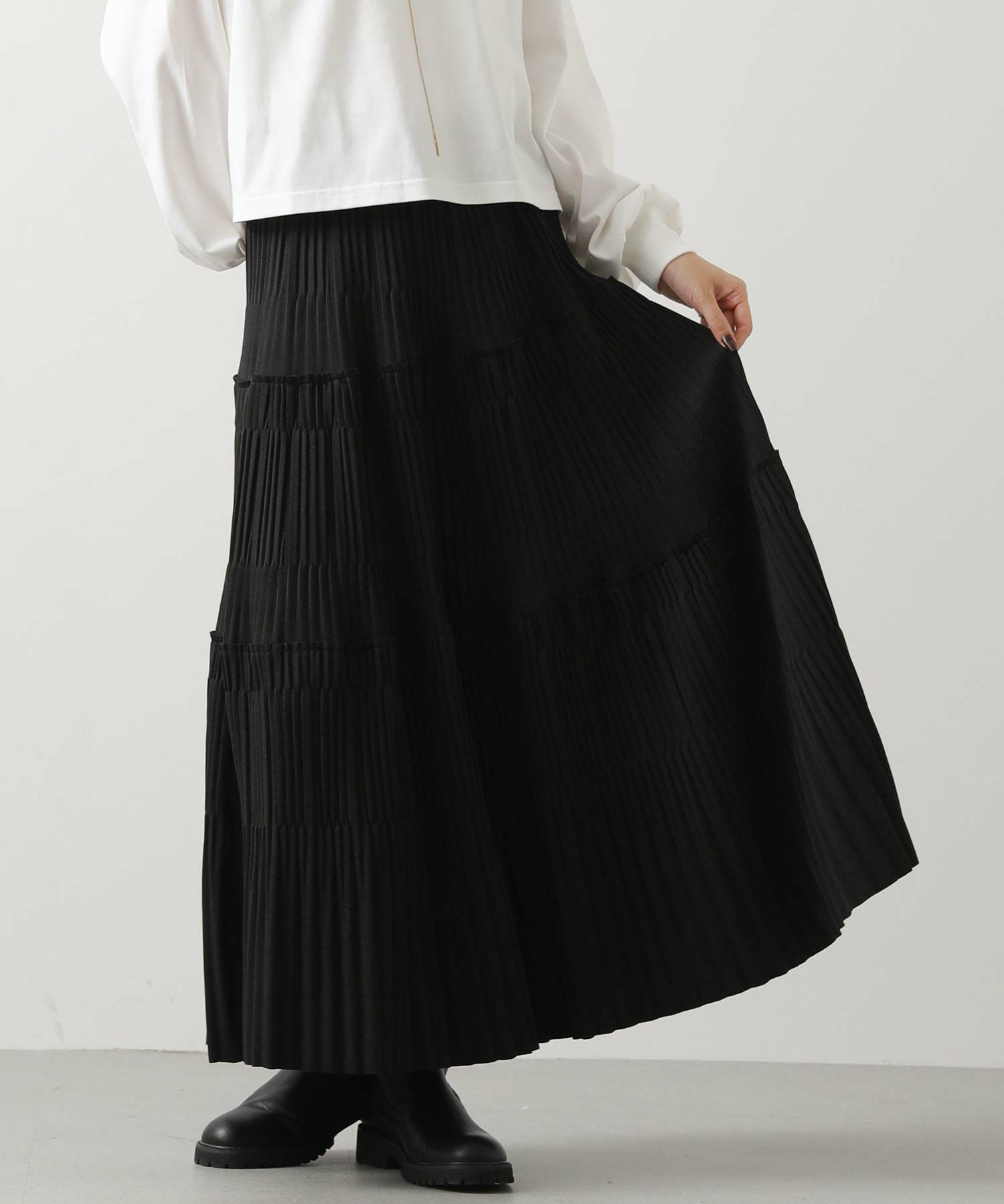 Gready Brilliantカットティアードプリーツスカート | SEKIMIKI Online