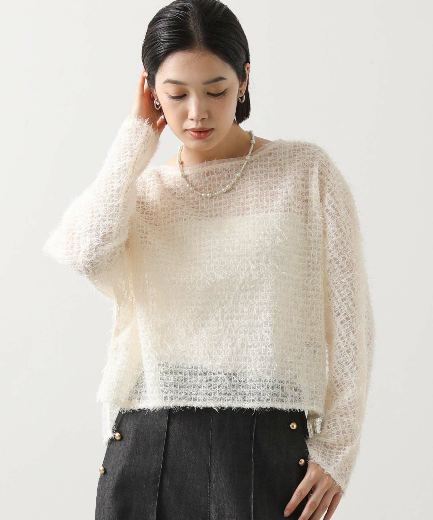 Gready Brilliantフリンジチュールドルマンブラウス | SEKIMIKI Online