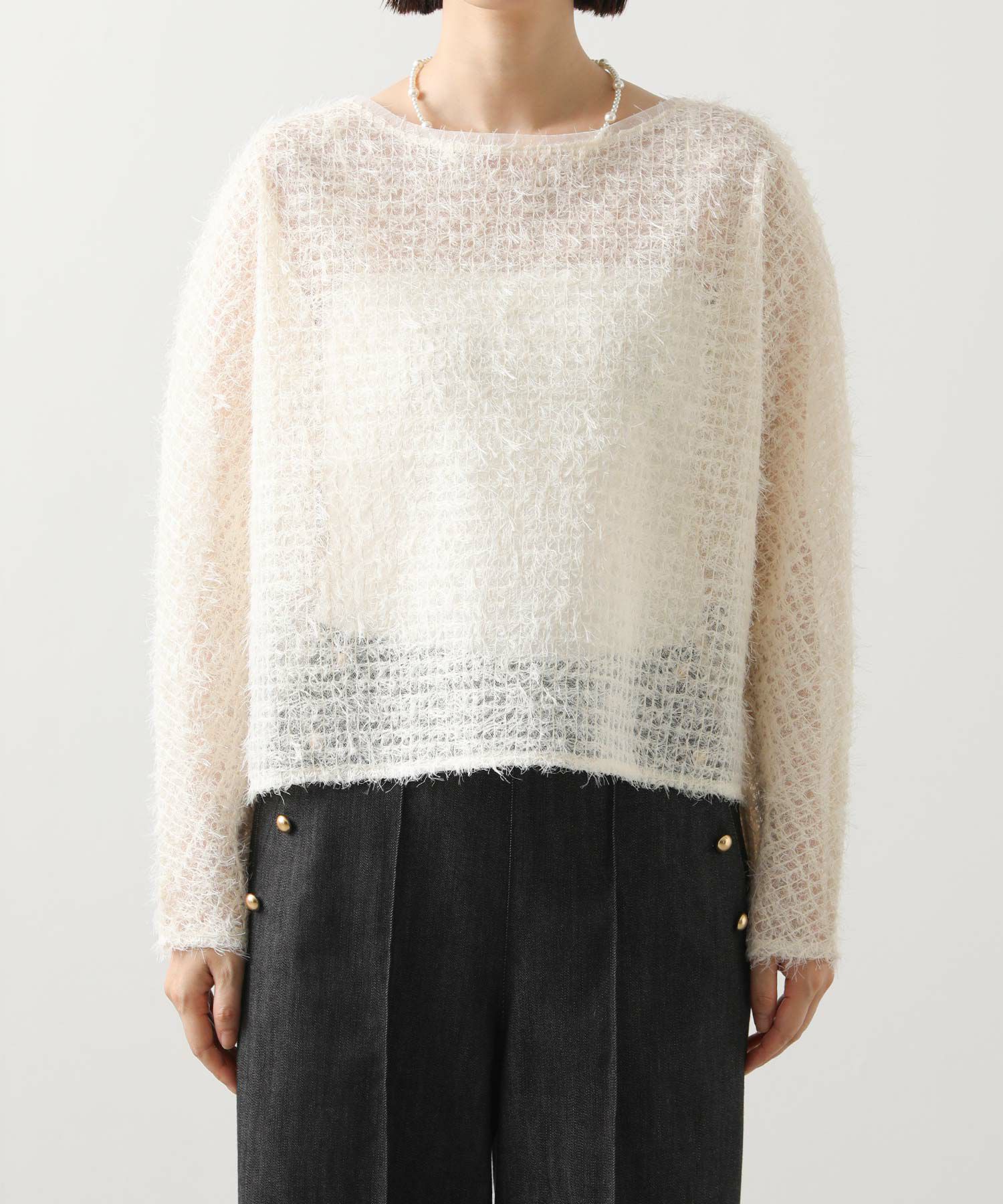 Gready Brilliantフリンジチュールドルマンブラウス | SEKIMIKI Online