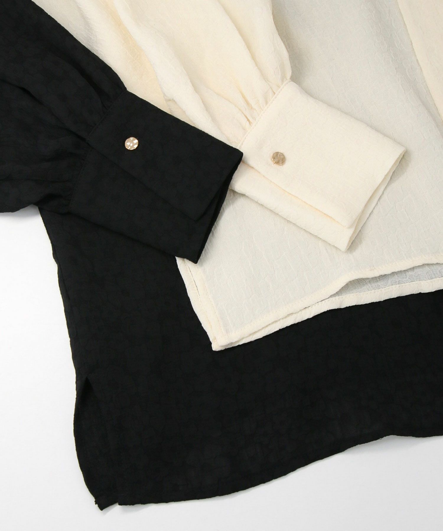 美品✨ドゥロワー　シルク　ジャガードボウブラウス　ボウタイ　ブラウス カットフラワージャカード ボリュームボウタイブラウス