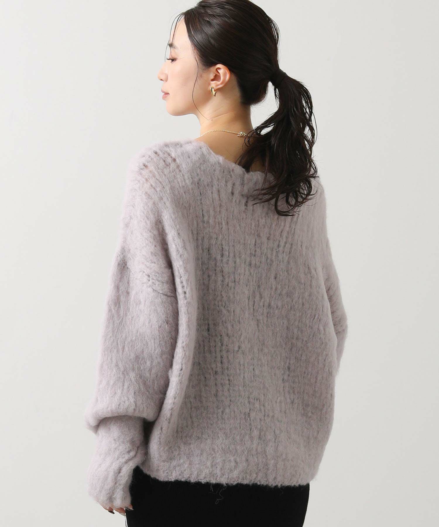 Gready Brilliantアルパカ混起毛ハンドクルーネックニット | SEKIMIKI