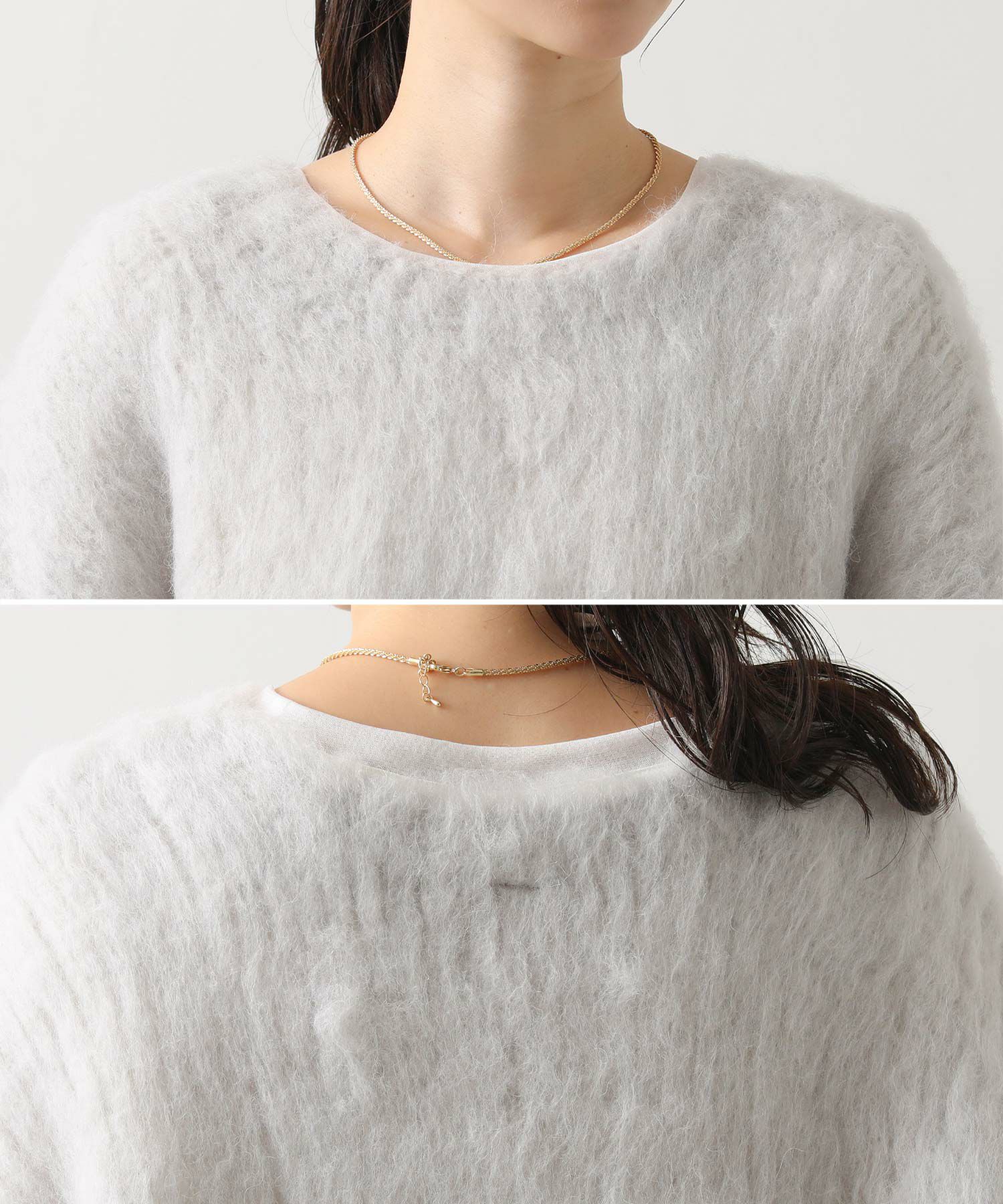 Gready Brilliantアルパカ混起毛ハンドクルーネックニット | SEKIMIKI