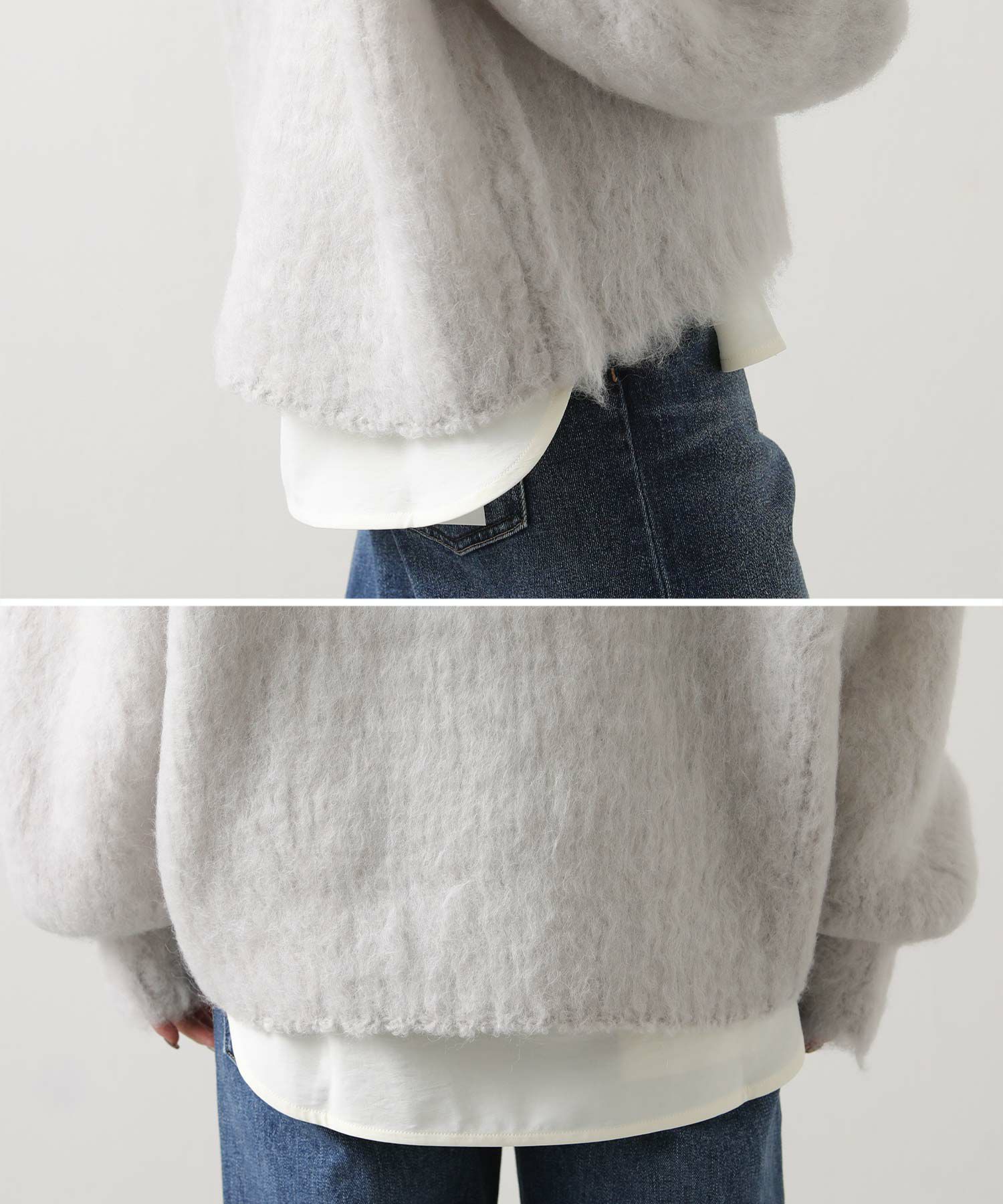 Gready Brilliantアルパカ混起毛ハンドクルーネックニット | SEKIMIKI