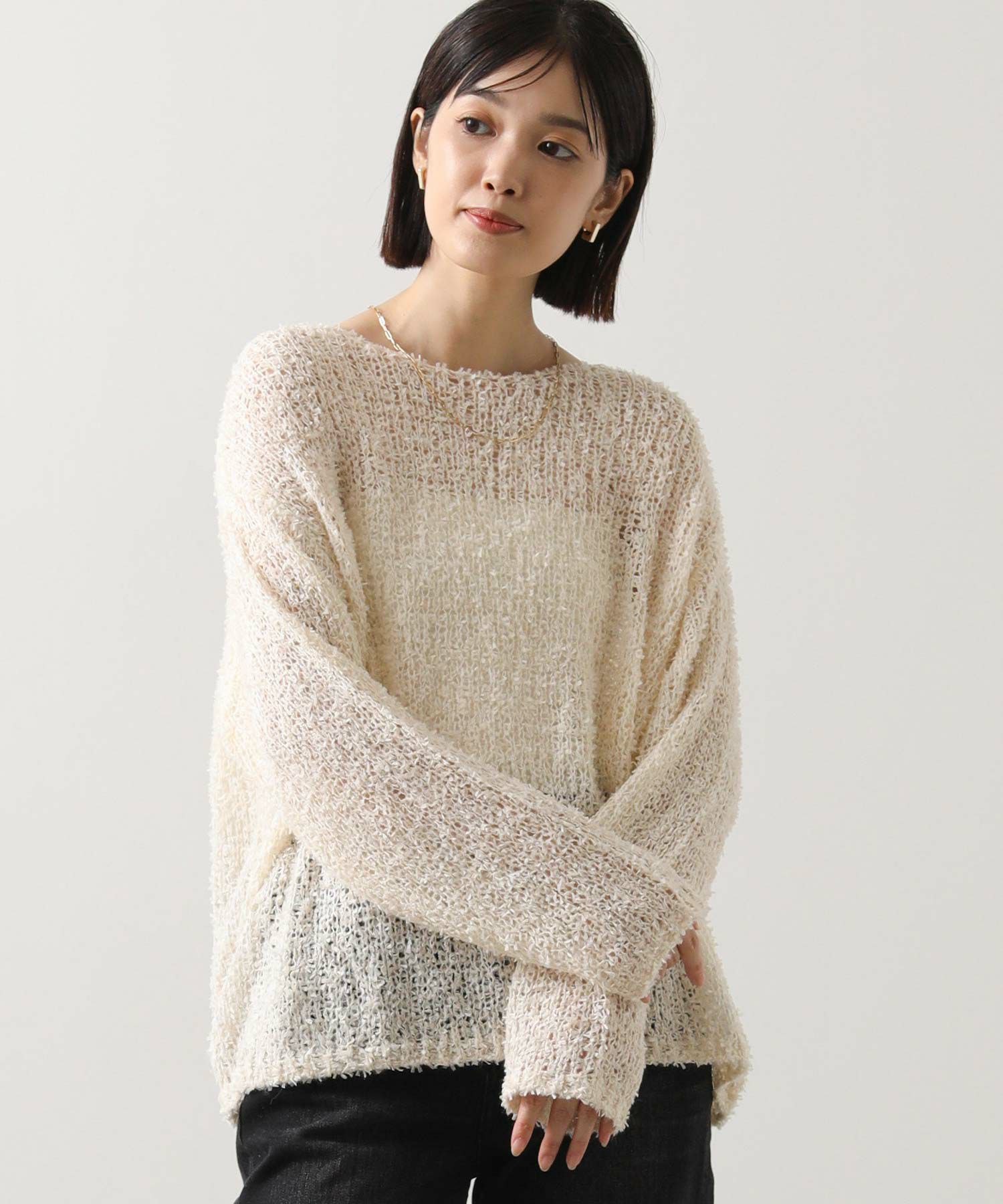 Gready Brilliantフリンジモヘアボートネックニット | SEKIMIKI Online