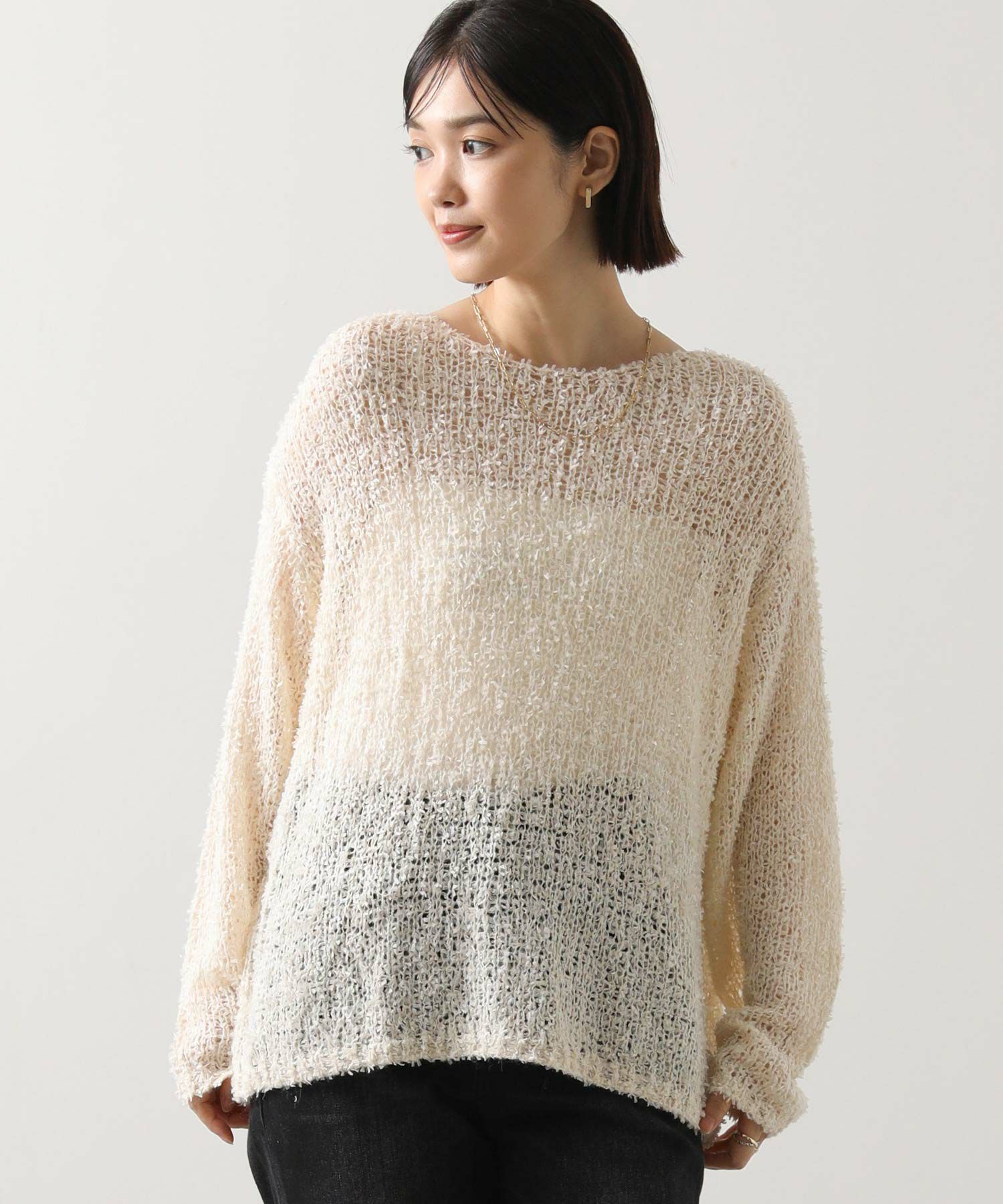 Gready Brilliantフリンジモヘアボートネックニット | SEKIMIKI Online