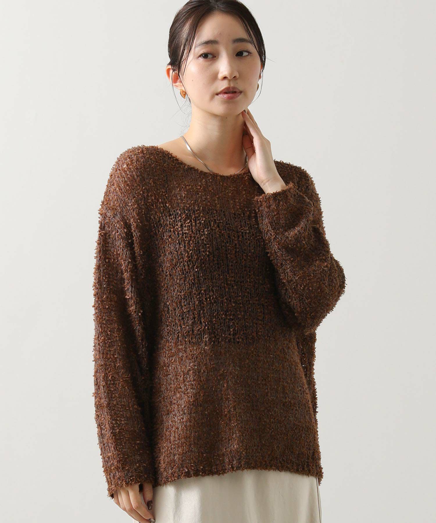 Gready Brilliantフリンジモヘアボートネックニット | SEKIMIKI Online