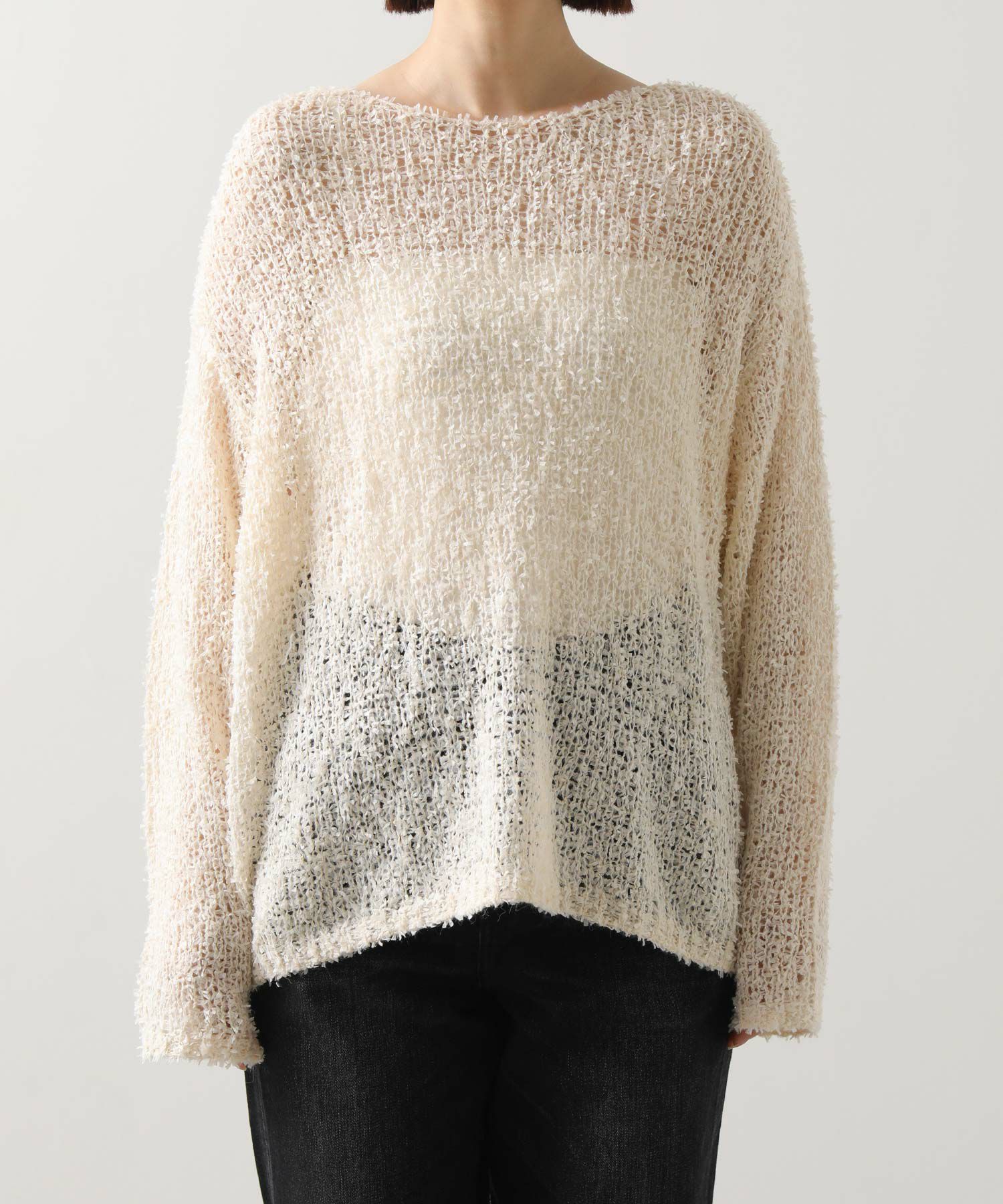 Gready Brilliantフリンジモヘアボートネックニット | SEKIMIKI Online