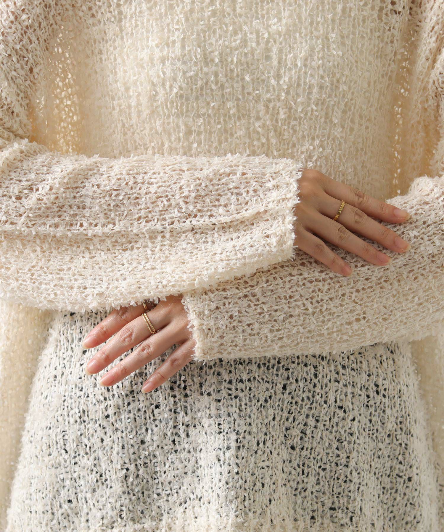 Gready Brilliantフリンジモヘアボートネックニット | SEKIMIKI Online