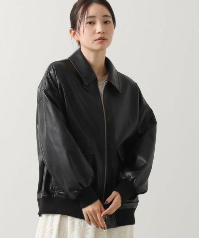 本日迄出品❕【gready brilliant 】エコレザーギャザーブルゾン 本日迄出品❕【gready brilliant 】エコレザーギャザーブルゾン