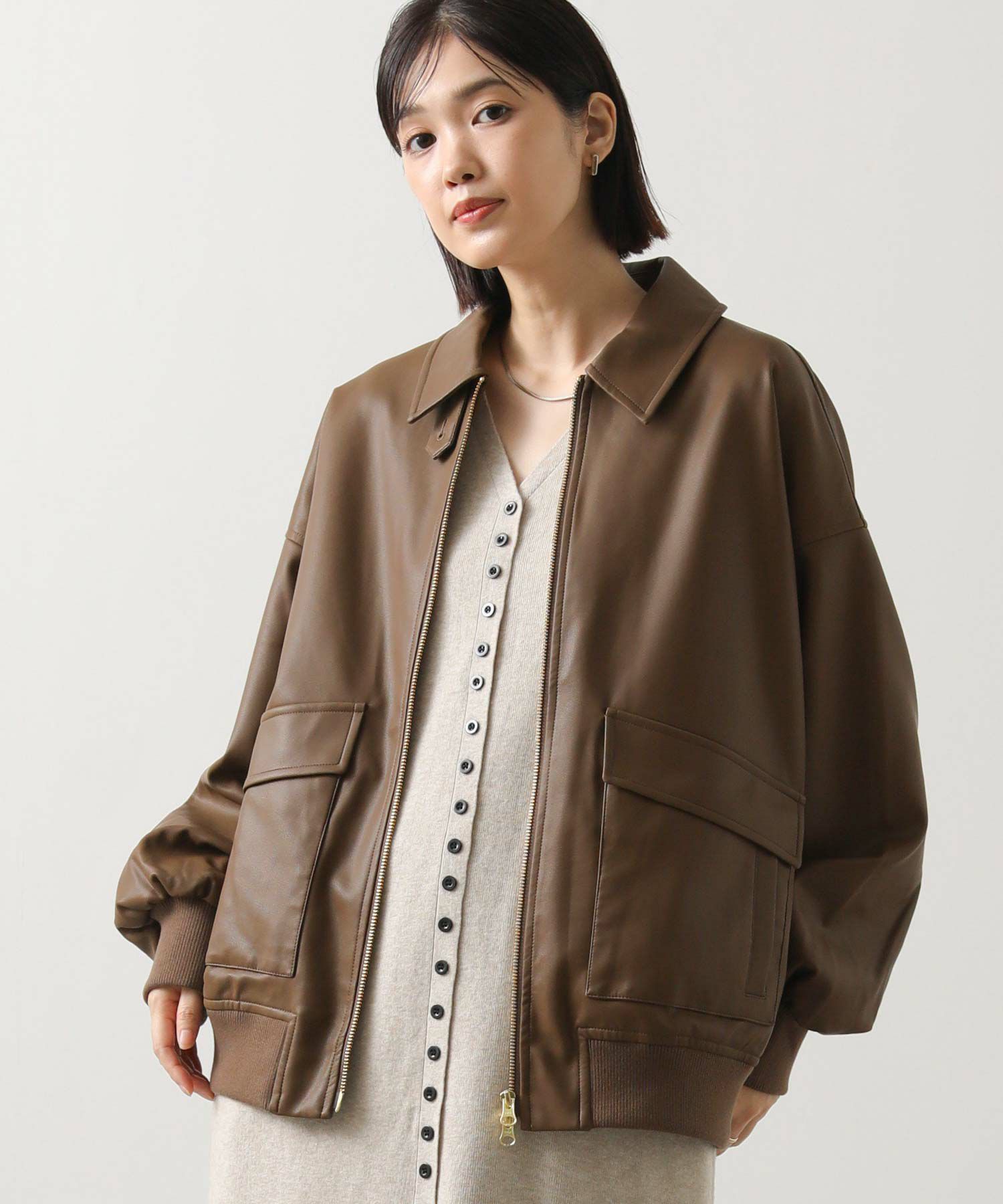グレディブリリアンブルゾン Gready Brilliant【竹下 玲奈select item】レザーステンブルゾン