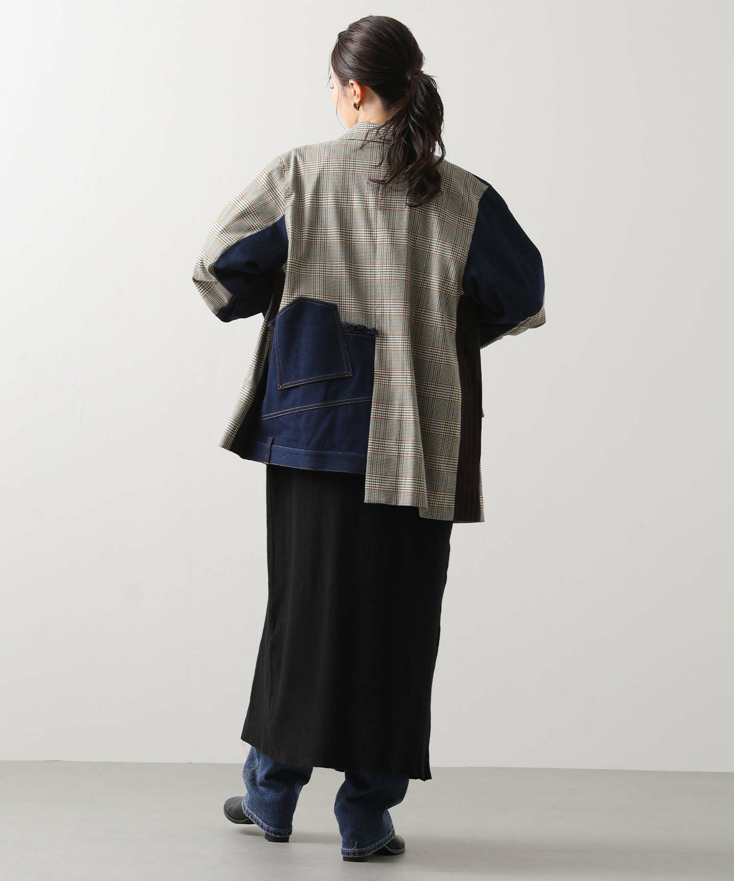 Gready BrilliantAULAデニムチェックコンビジャケット | SEKIMIKI