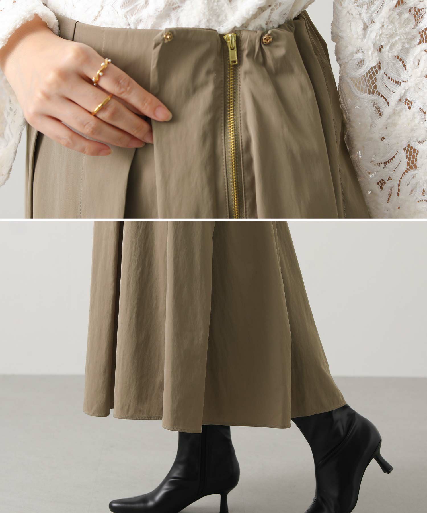 Gready Brilliantタフタバイアスタックスカート | SEKIMIKI Online