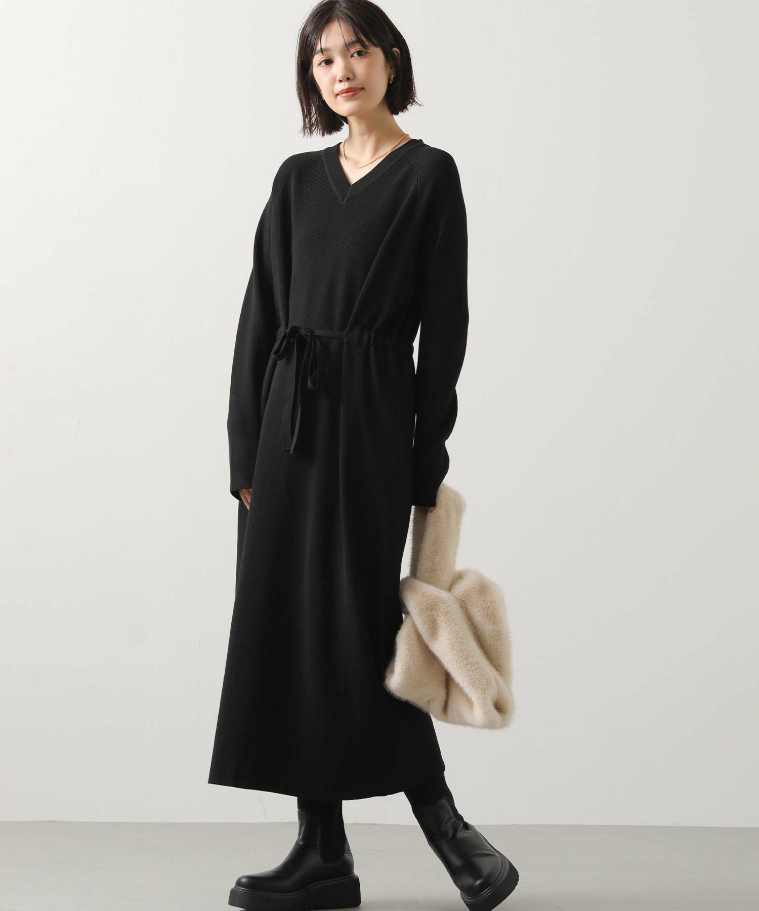 【くらたん様】Gready Brilliant 長袖 ワンピース リブ Gready BrilliantVネックリブニットワンピース | SEKIMIKI Online