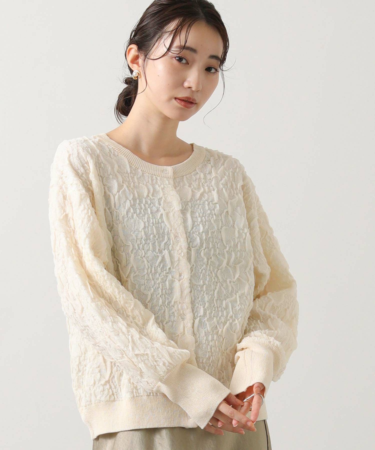 フクレジャガードニットカーディガン GRACE CONTINENTAL｜フクレジャガードニットカーディガン | Rakuten