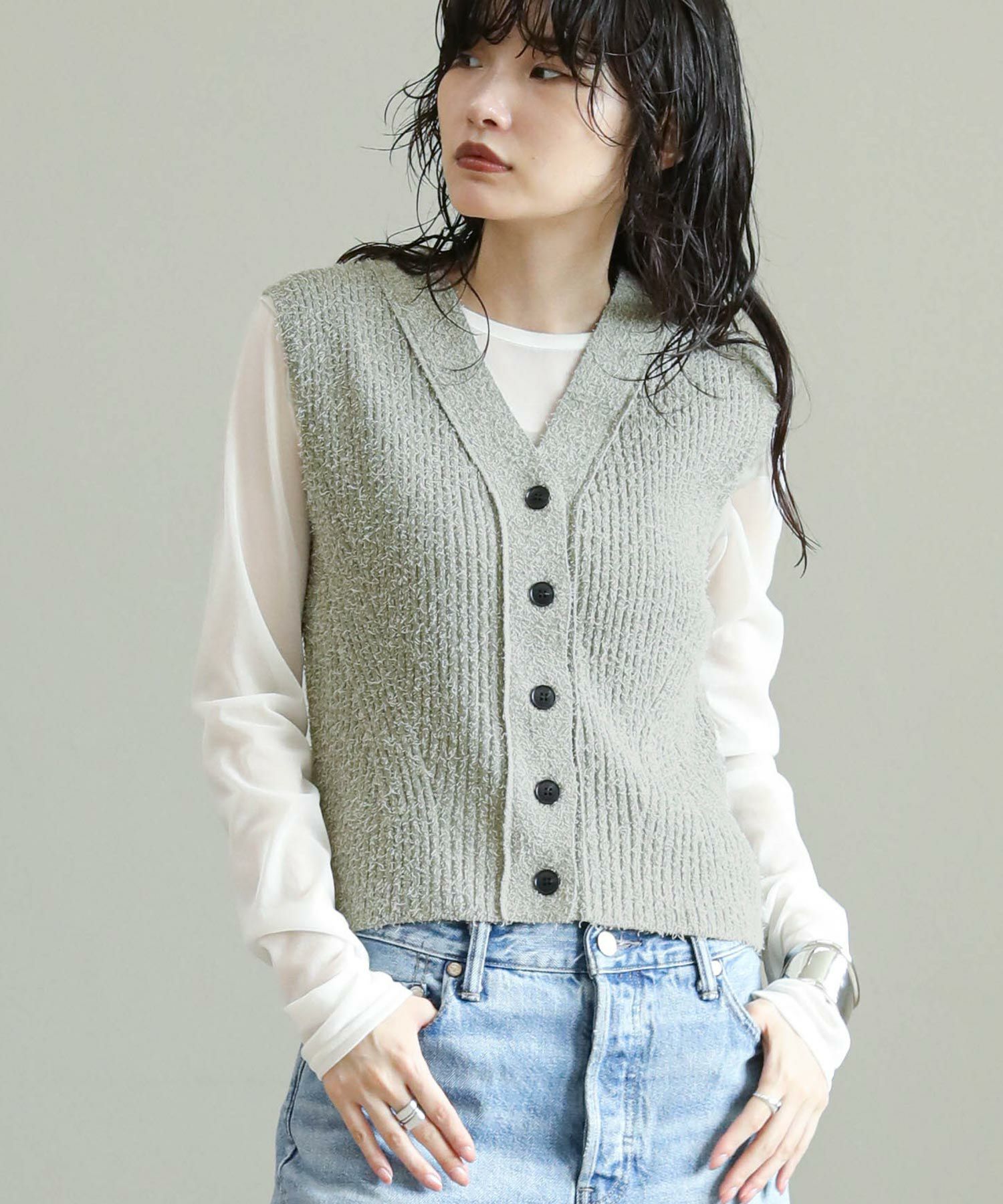 The rejoiceカールヤーンニットベスト【anuke】 | SEKIMIKI Online