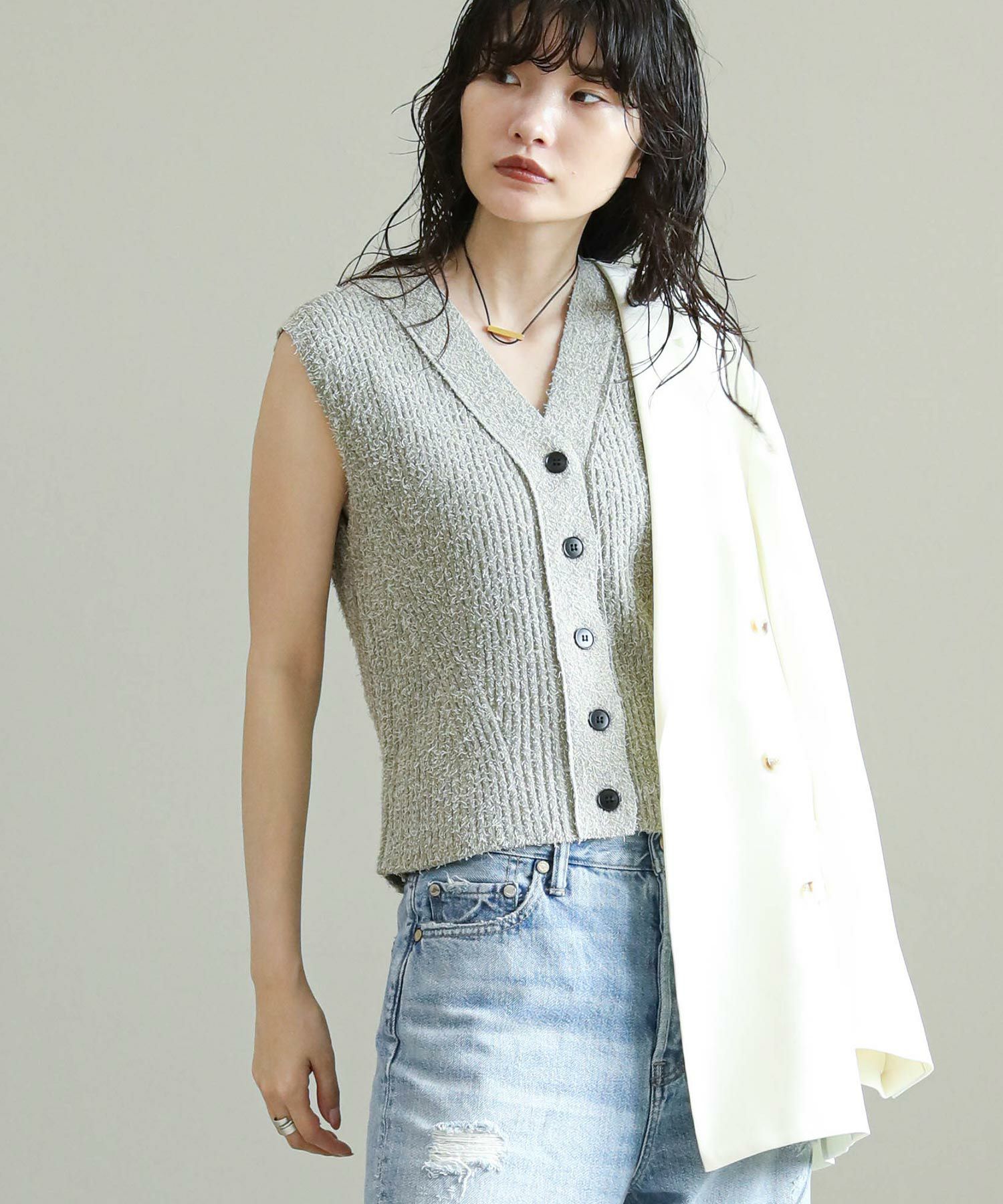 The rejoiceカールヤーンニットベスト【anuke】 | SEKIMIKI Online