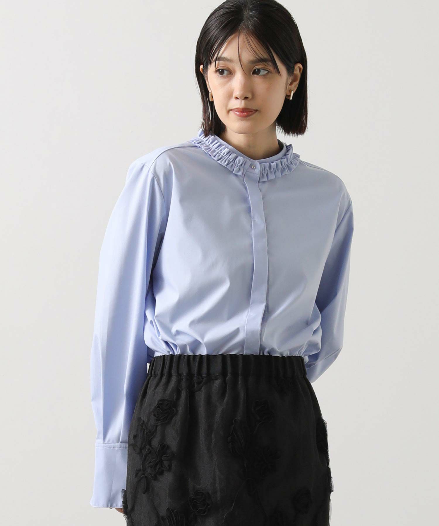 極美品♡ Gready Brilliant ストライプベロア配色フリルブラウス 極美品♡ Gready Brilliant ストライプベロア配色フリルブラウス