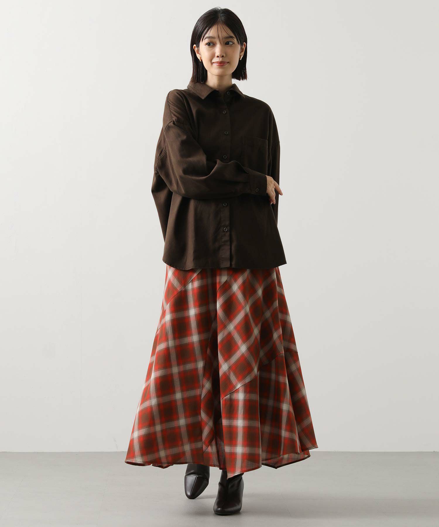 Gready Brilliantチェック切り替えマキシスカート | SEKIMIKI Online