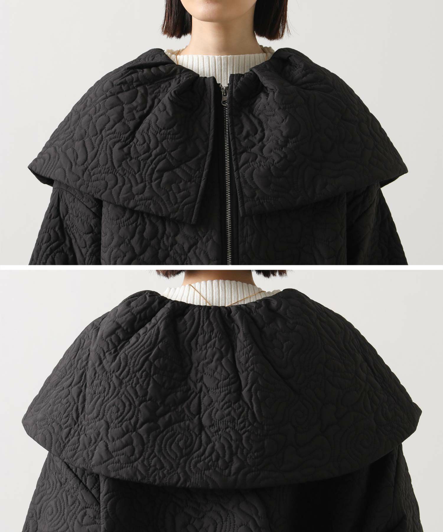 Gready Brilliantケープカラー刺繍中綿ジャケット | SEKIMIKI Online