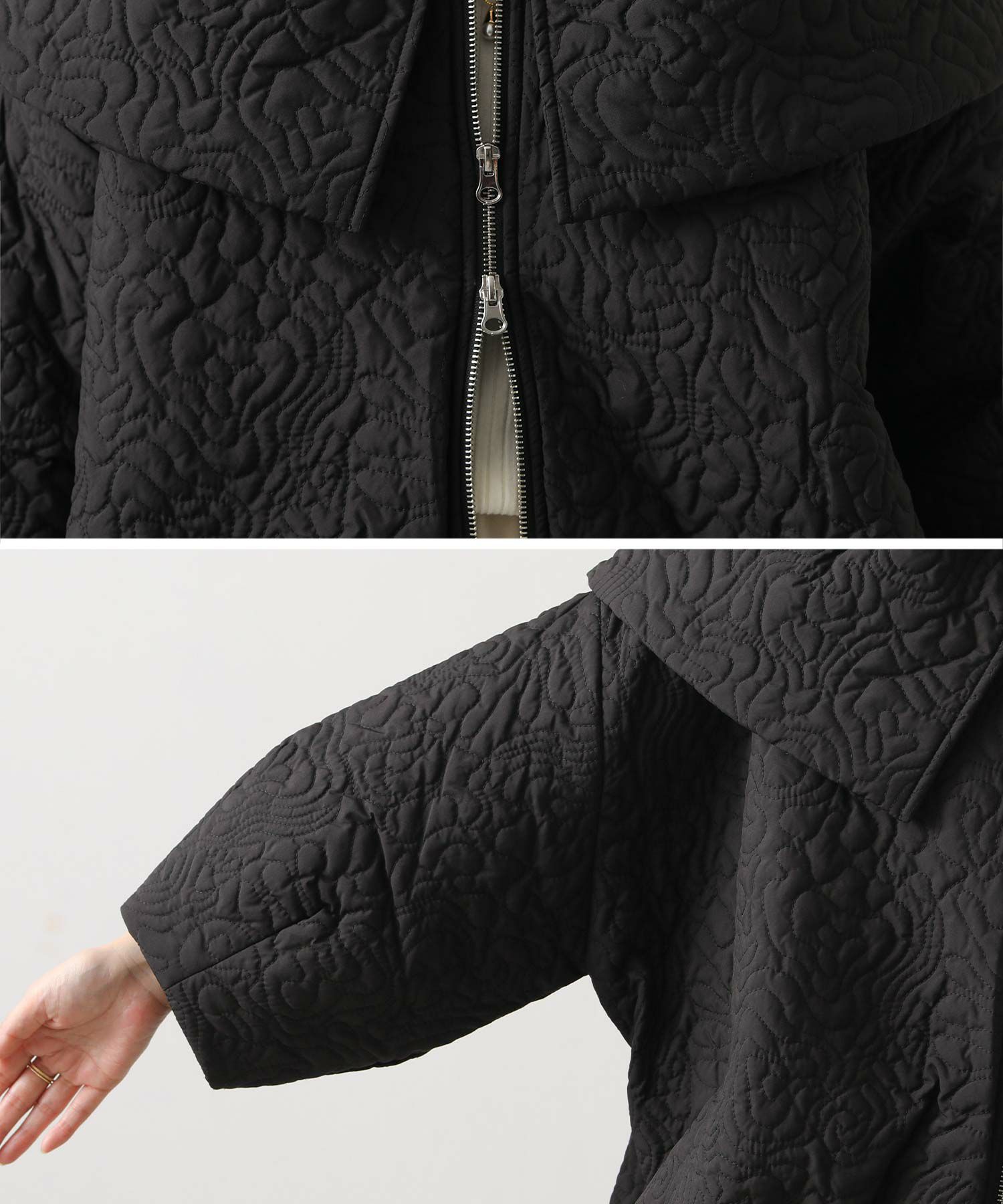 Gready Brilliantケープカラー刺繍中綿ジャケット | SEKIMIKI Online