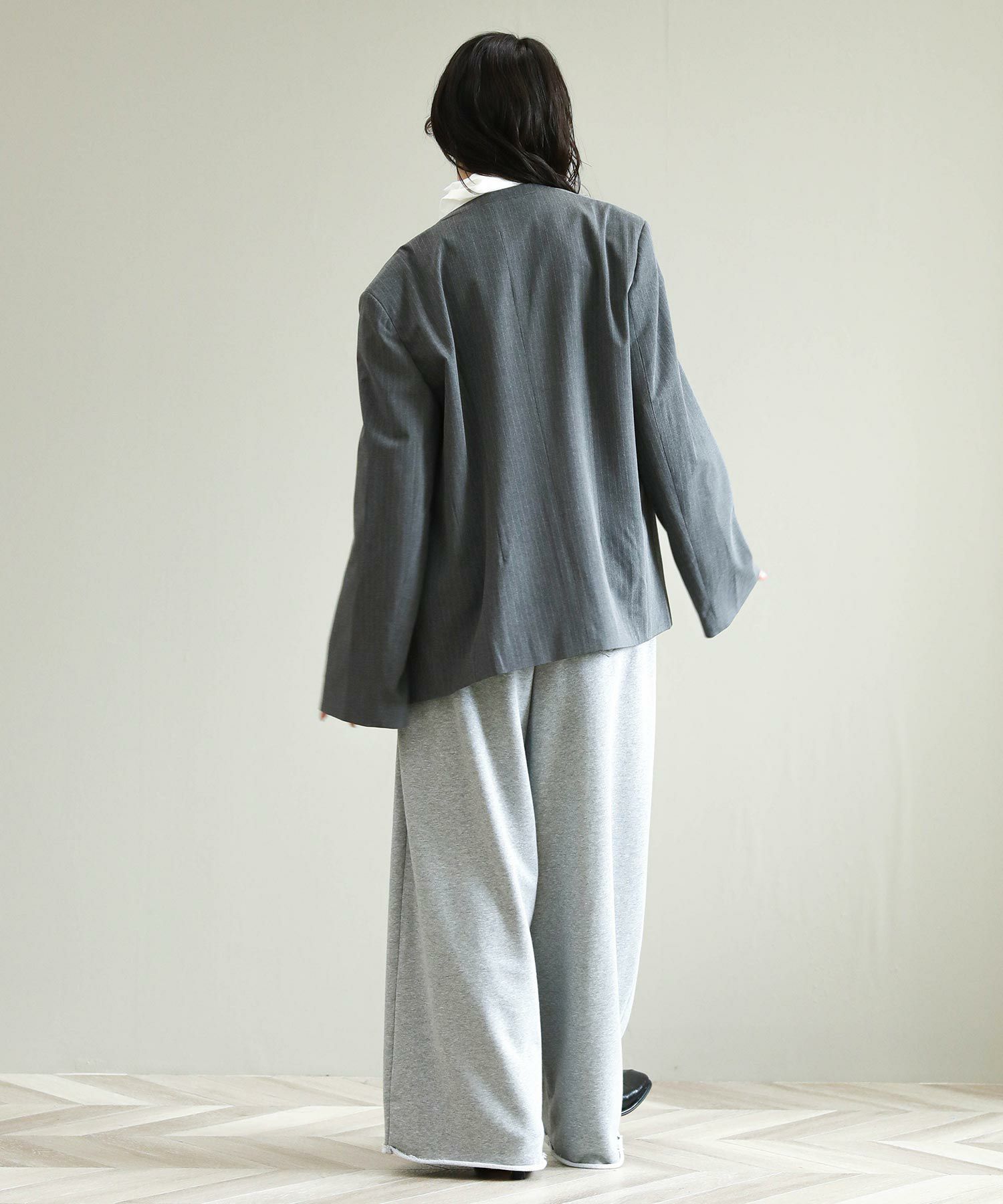 ⭐︎新品⭐︎ anuke カラーレスオーバージャケット anuke｜ストレッチ ノーカラー オーバー ジャケット “Collarless Over