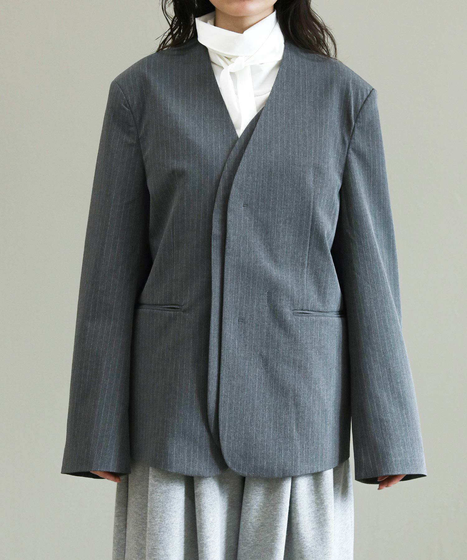 ⭐︎新品⭐︎ anuke カラーレスオーバージャケット ànuke - Collarless Over Jacket / カラーレスオーバージャケット