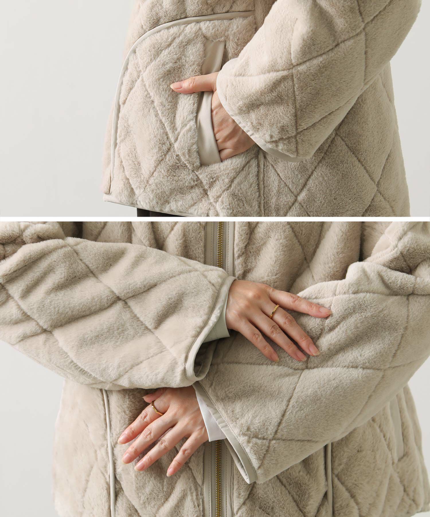 Gready Brilliantエコファーキルトリバーシブルジャケット | SEKIMIKI