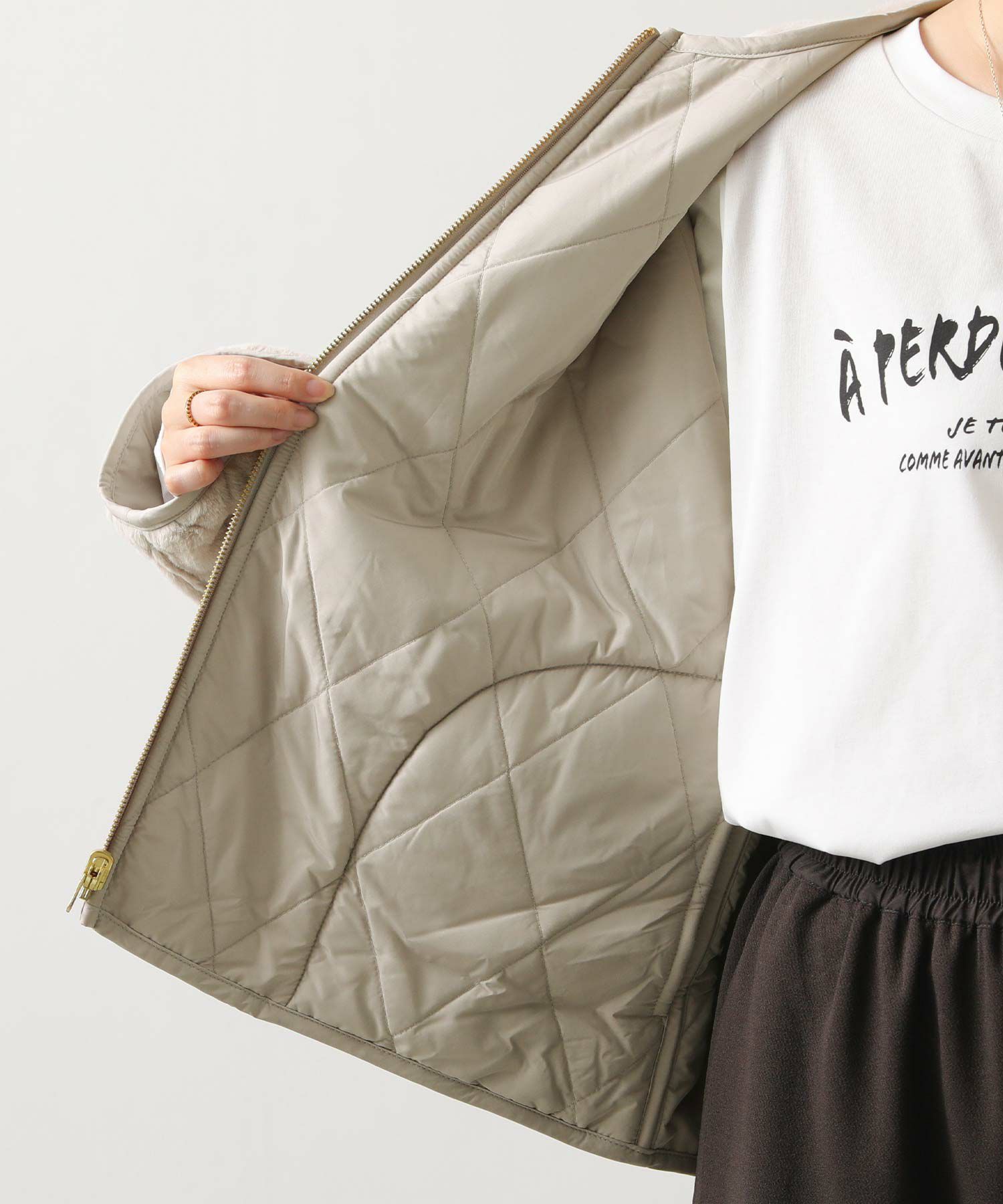 Gready Brilliantエコファーキルトリバーシブルジャケット | SEKIMIKI