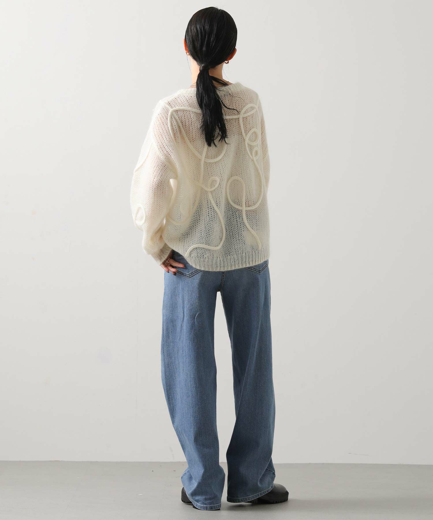 Gready Brilliantモヘア混コード刺繍クルーネックニット | SEKIMIKI Online