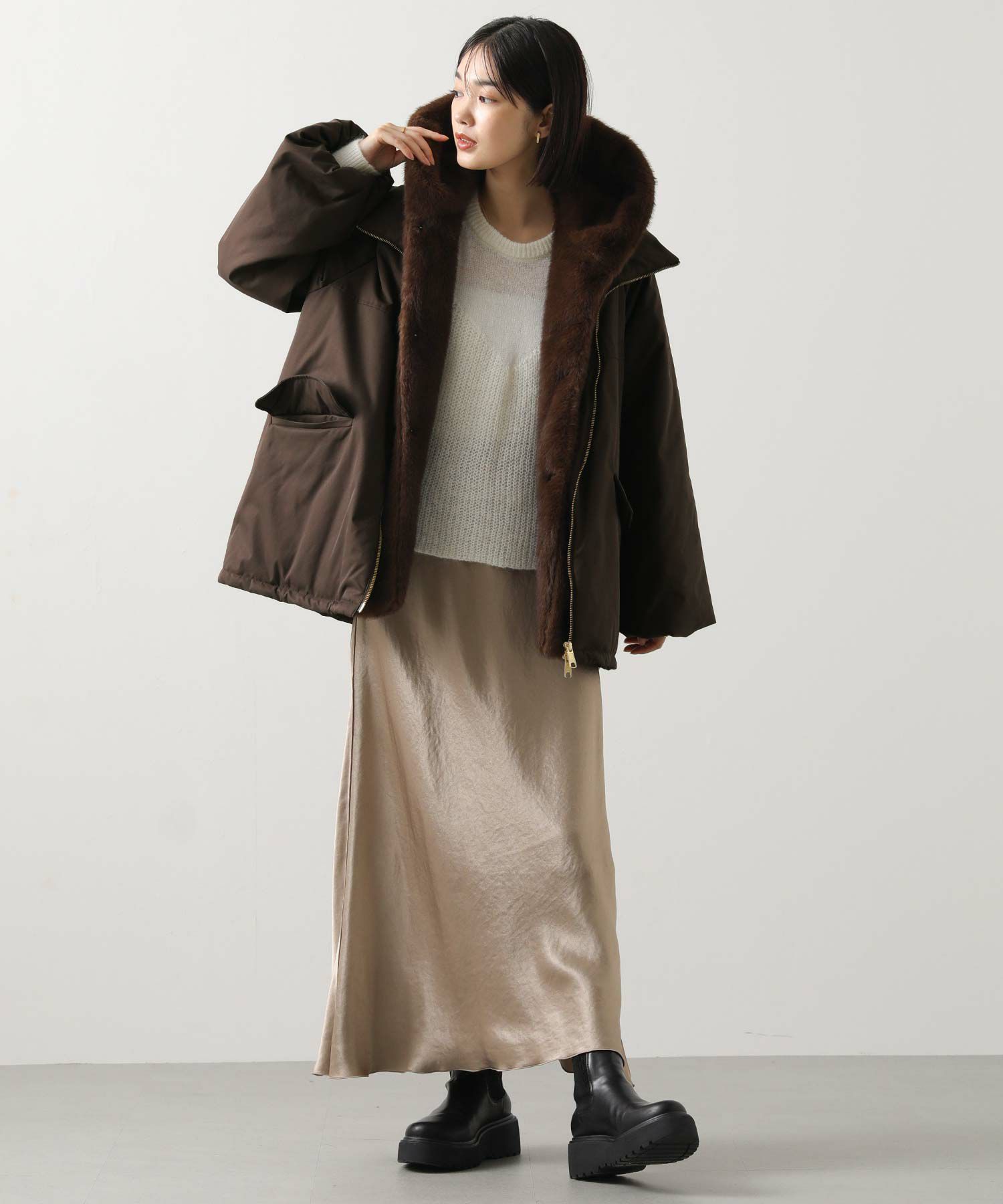 Gready Brilliant【竹下 玲奈select item】 取り外しファー中綿フード