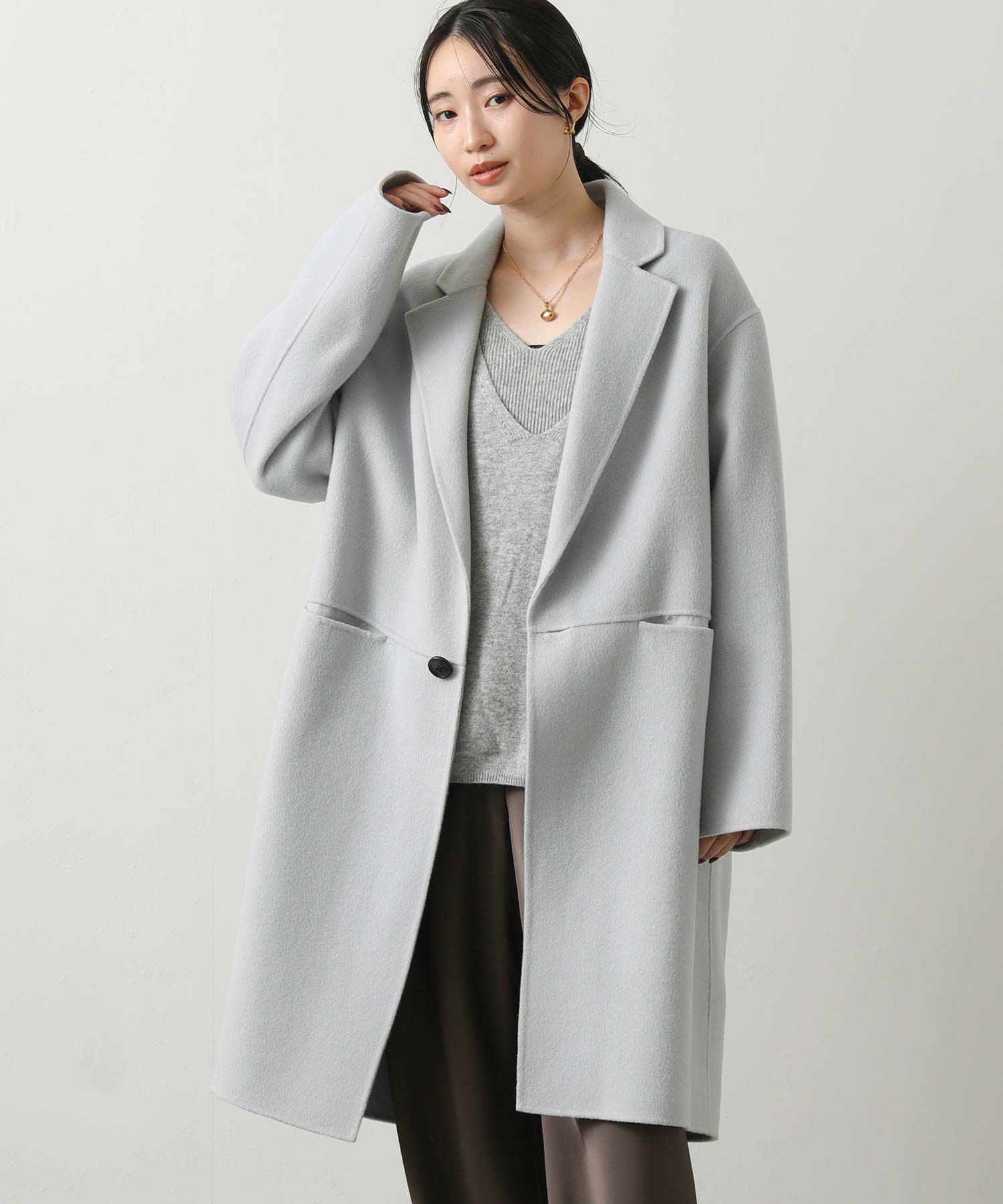 ダブルフェイスロングテーラードコート Gready Brilliant【竹下 玲奈select item】 ダブルフェイスロング