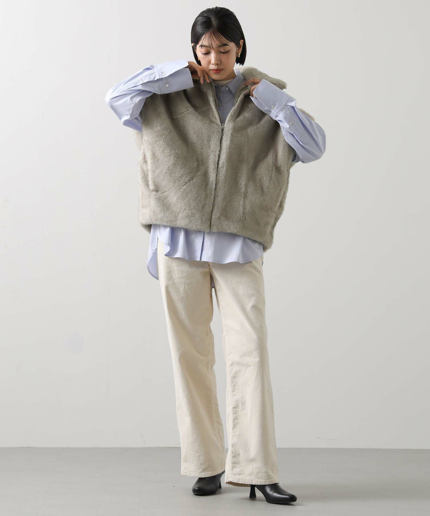 Gready Brilliantエコファー襟付きベスト | SEKIMIKI Online