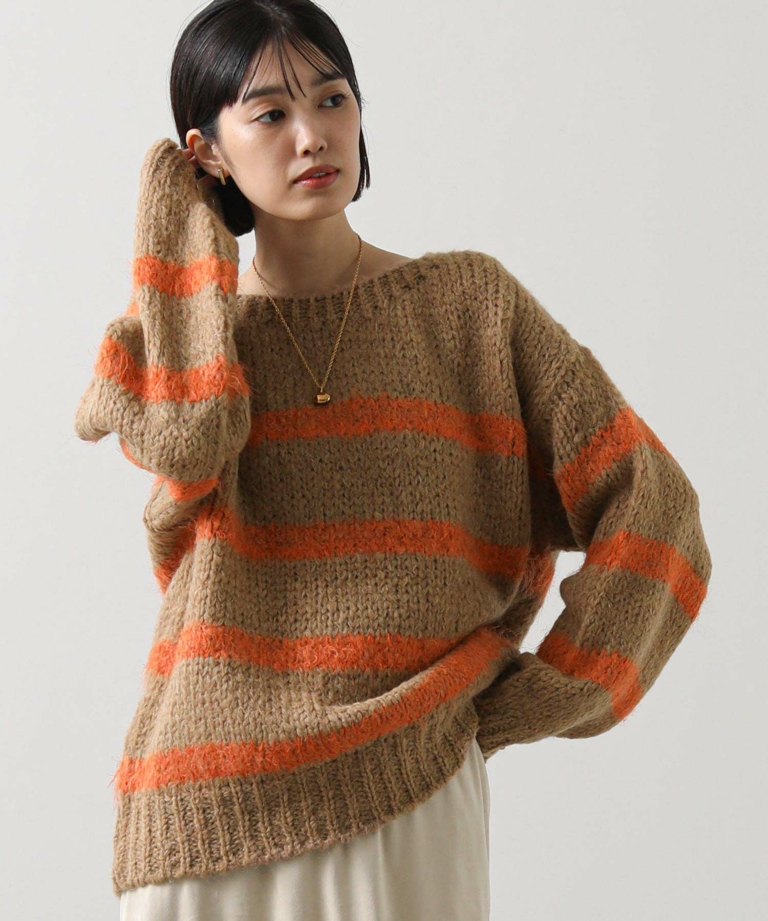 Lin  francais  d'antan ボーダー　カラー　ニット　セーター Gready BrilliantTRICOTS－ボーダーニット | SEKIMIKI Online