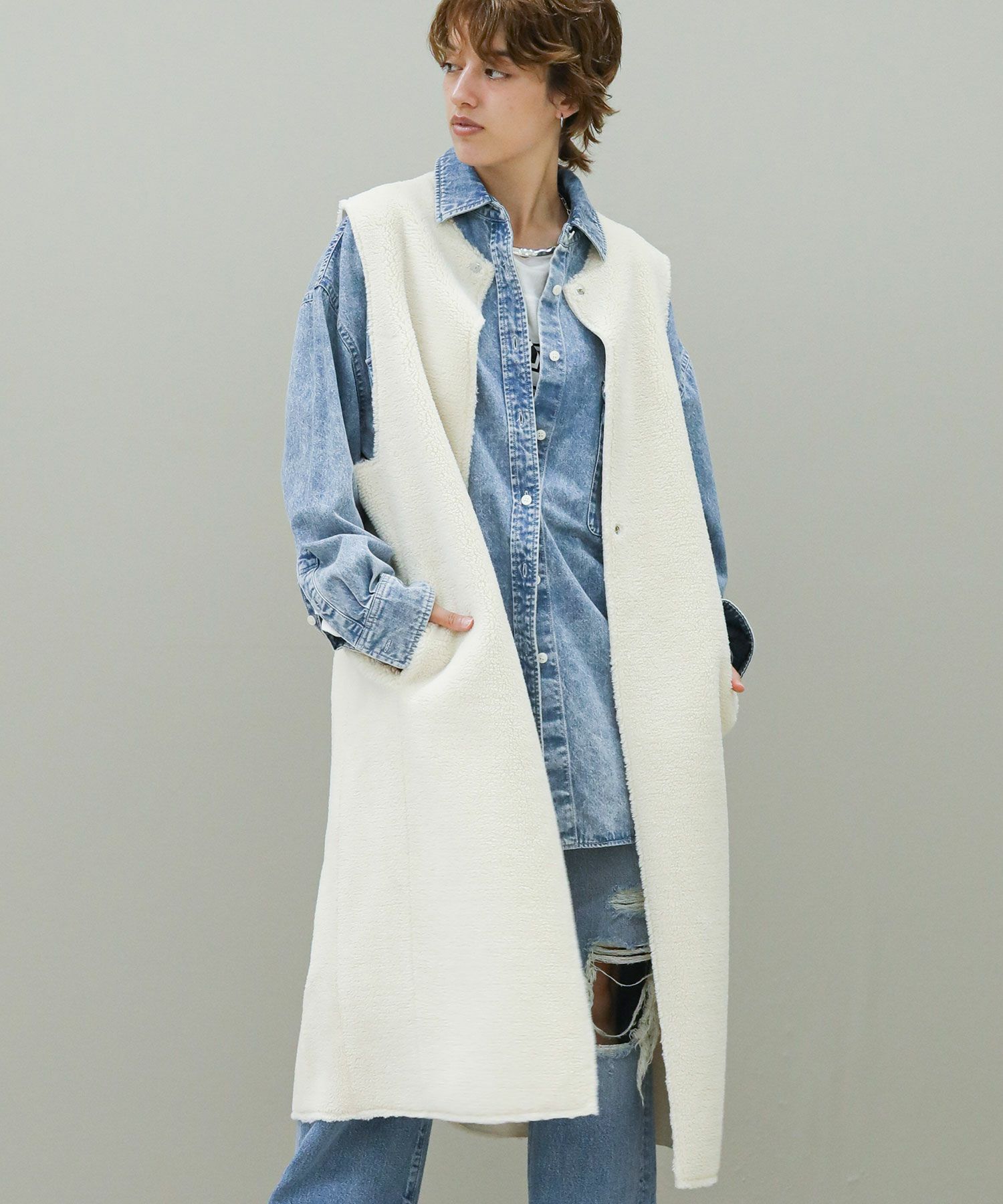 The rejoiceエコムートンロングジレ【VERSEAU】 | SEKIMIKI Online