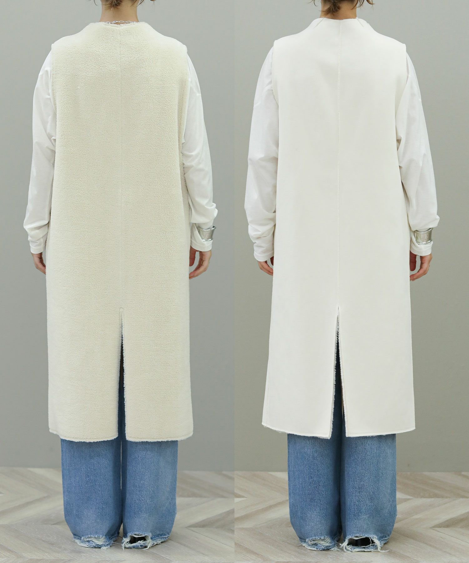 #新品未使用#リバーシブル・ウォッシャブルエコムートンロングジレ リバーシブルエコムートンテーラードジレ【Y24A10-231】 | YMDO