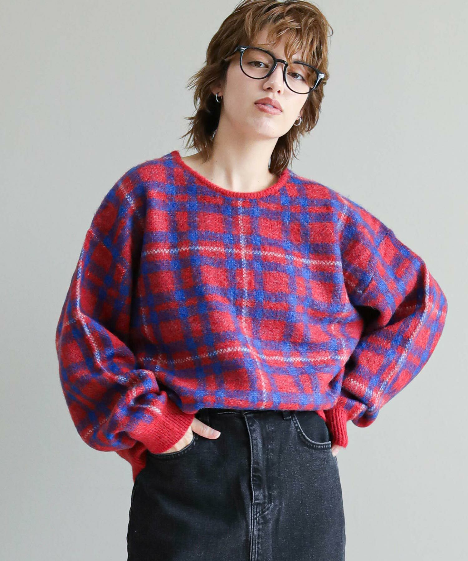 The rejoiceモヘアチェック柄ニット【WYTE】 | SEKIMIKI Online