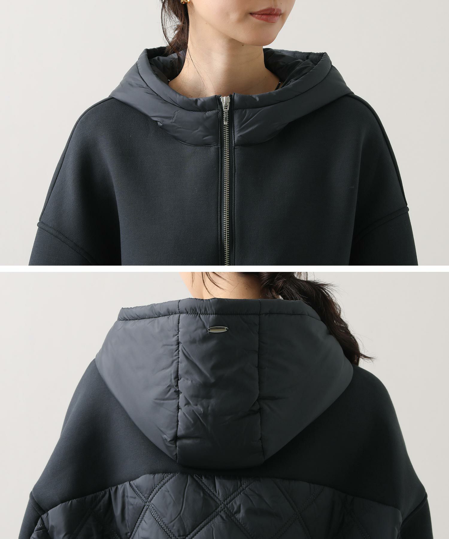 新品　ディセンバーメイ　ダンボールニット　キルティングアウター セール】ダンボールニット×ライトサーモキルティングジャケット