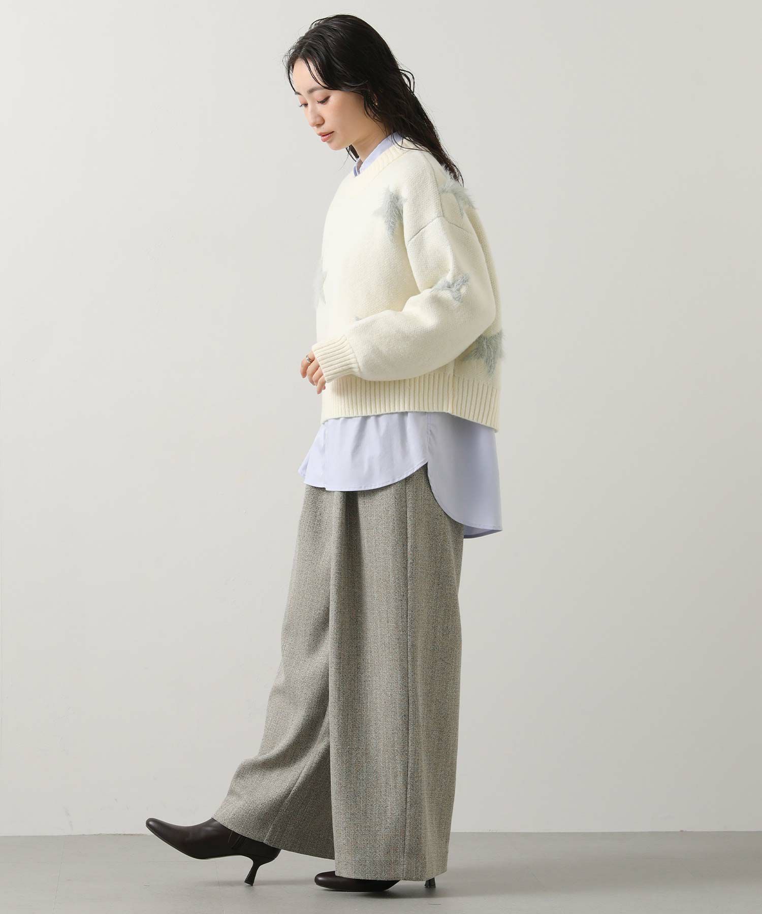 Gready Brilliantヘリンボーンタックワイドパンツ | SEKIMIKI Online