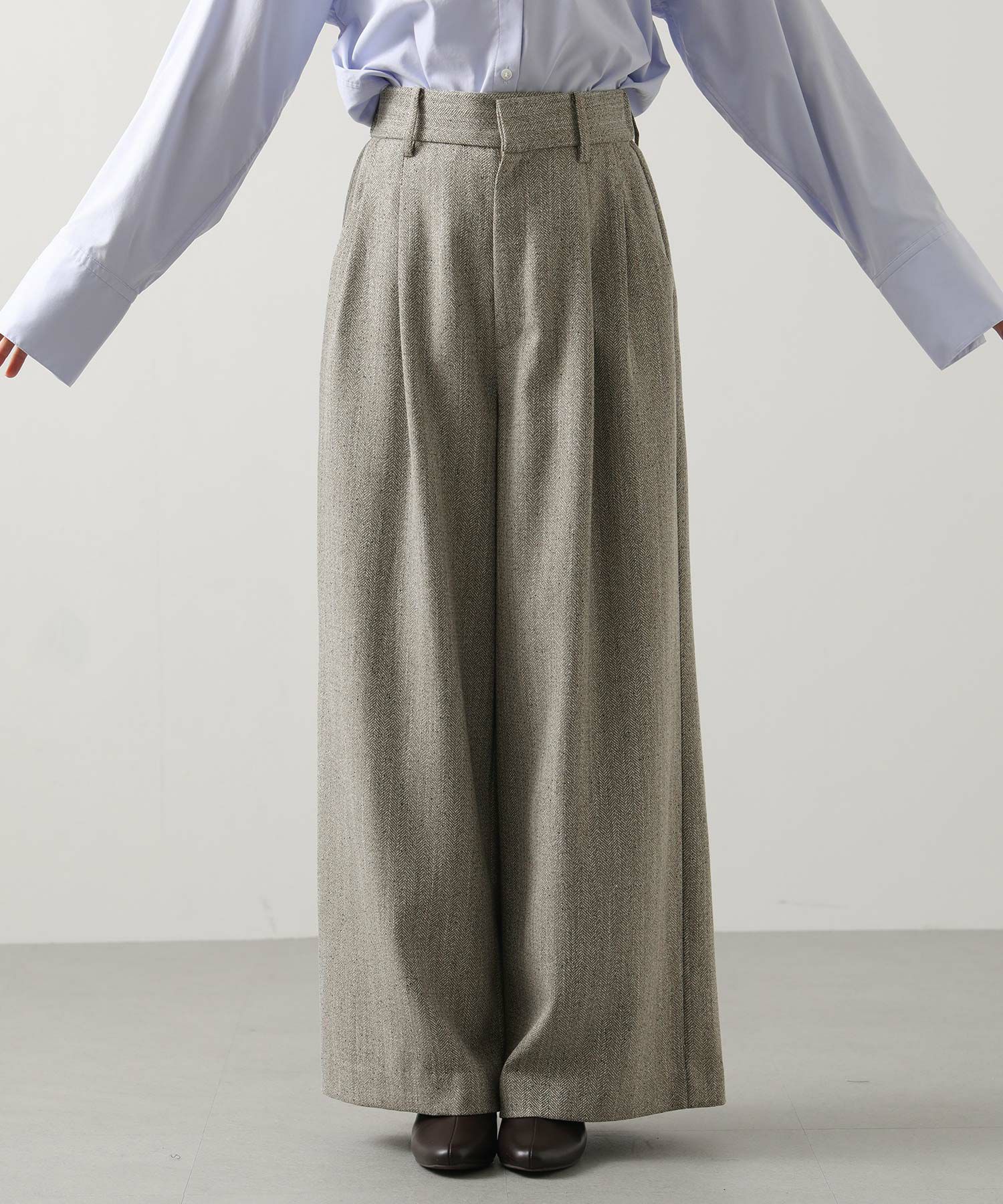 Gready Brilliantヘリンボーンタックワイドパンツ | SEKIMIKI Online