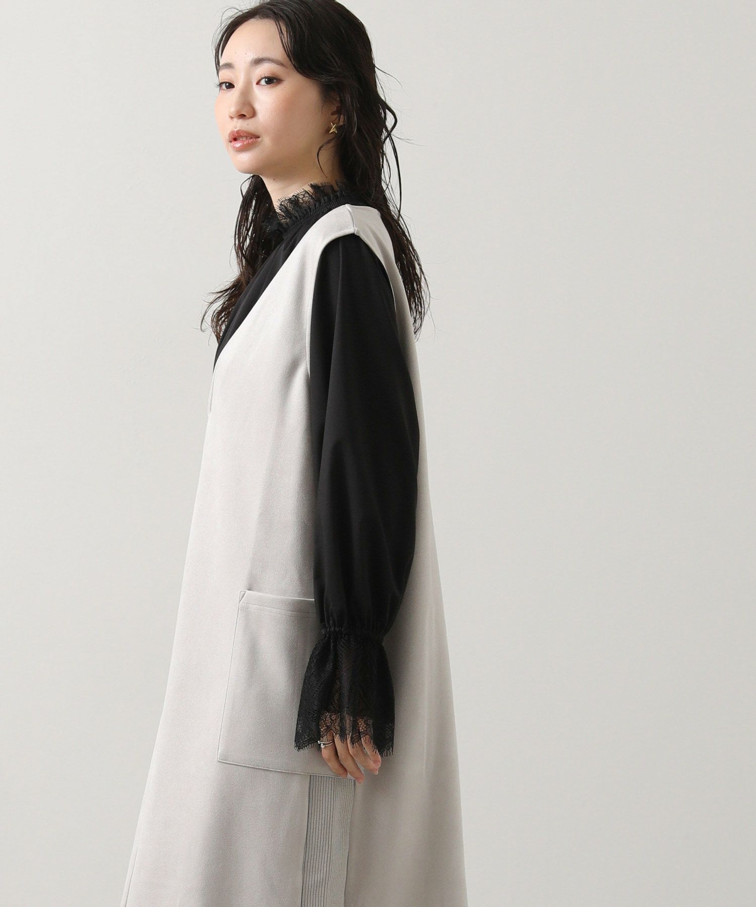 専用2025秋冬　新品　グレディブリリアン　サイドリブスエードＶネックジャンスカ 専用2025秋冬 新品 グレディブリリアン サイドリブスエードVネック