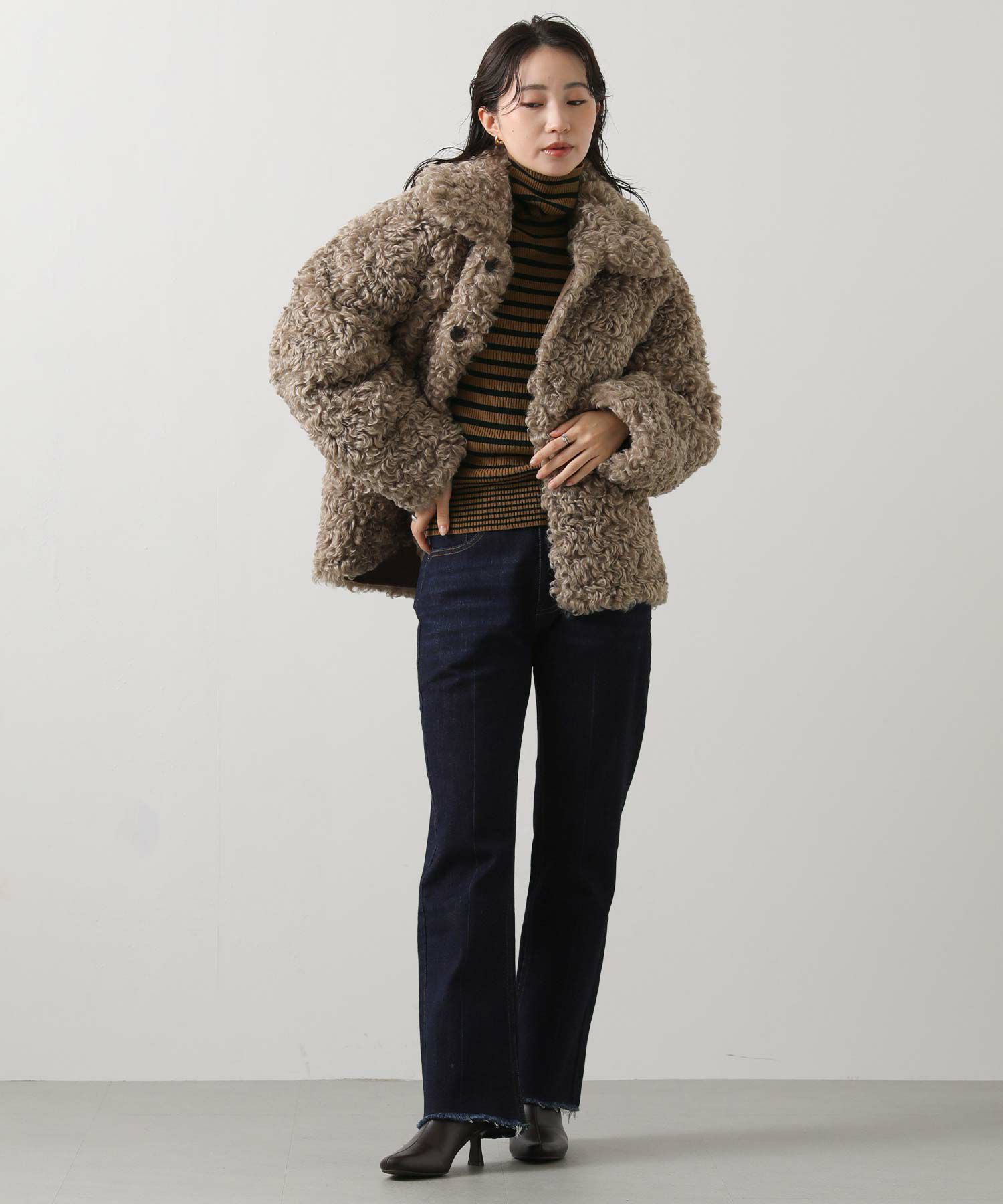 Gready Brilliantボーダータートルネックニット | SEKIMIKI Online