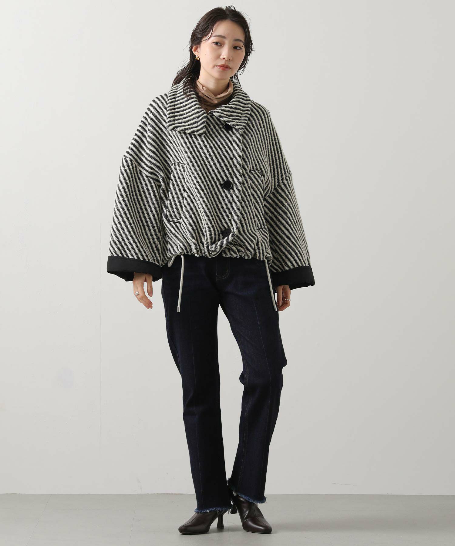 Gready Brilliantウールツィード大衿ショートコート | SEKIMIKI Online