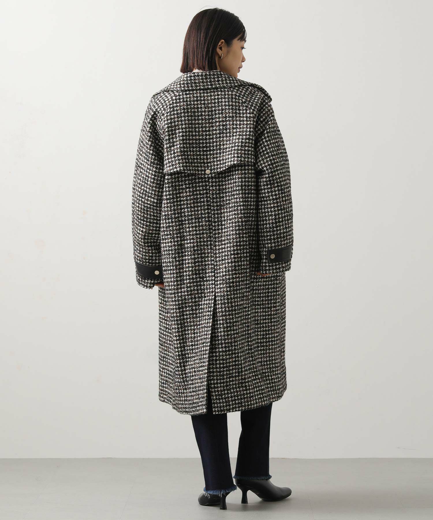 ✨美品✨45R✨シェットランド✨ウールコート✨千鳥格子✨ヘリンボーン ✨希少✨45R✨シェットランド✨ウールコート✨千鳥格子✨ヘリンボーン