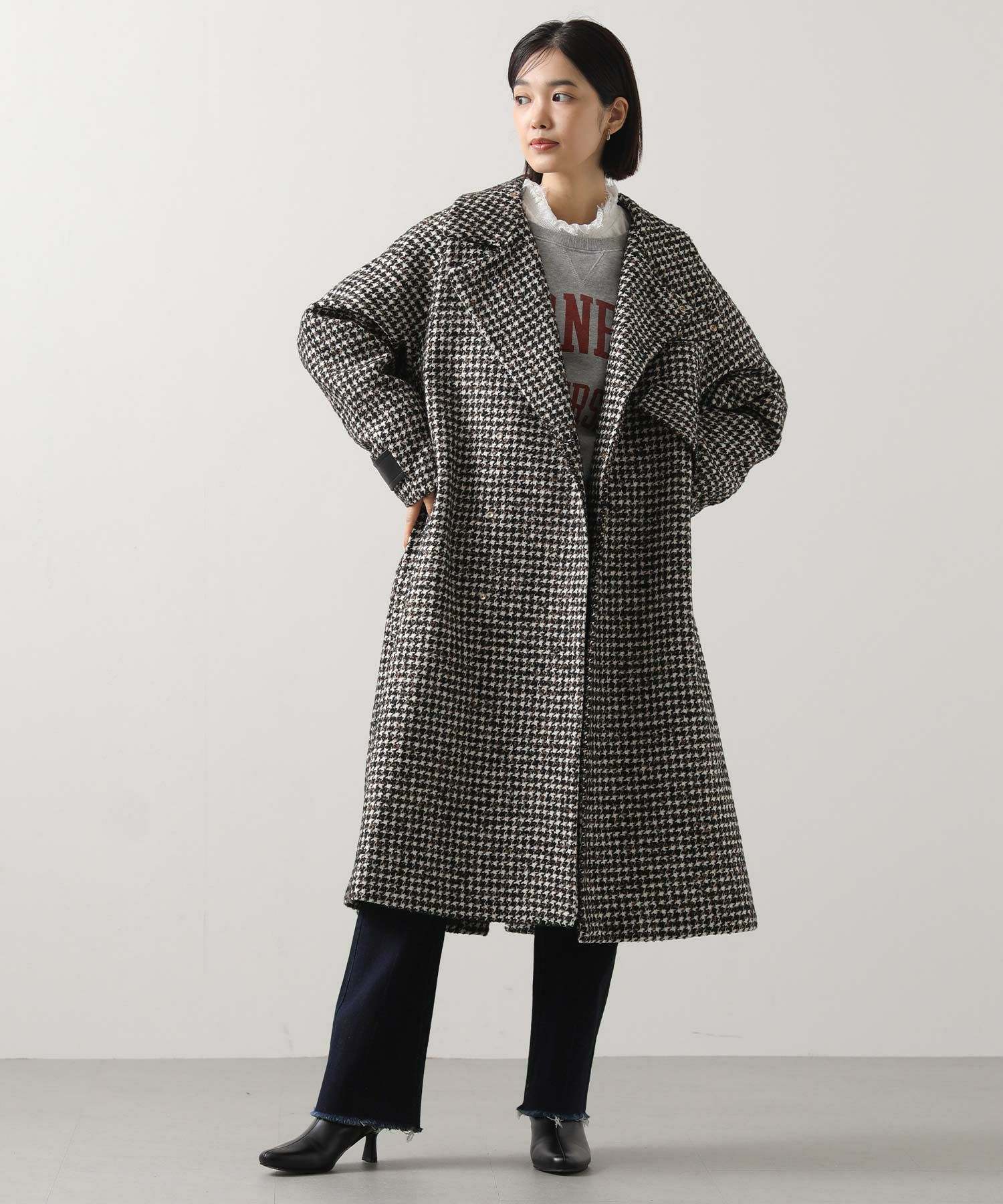 Gready Brilliant千鳥格子スタンドロングコート | SEKIMIKI Online