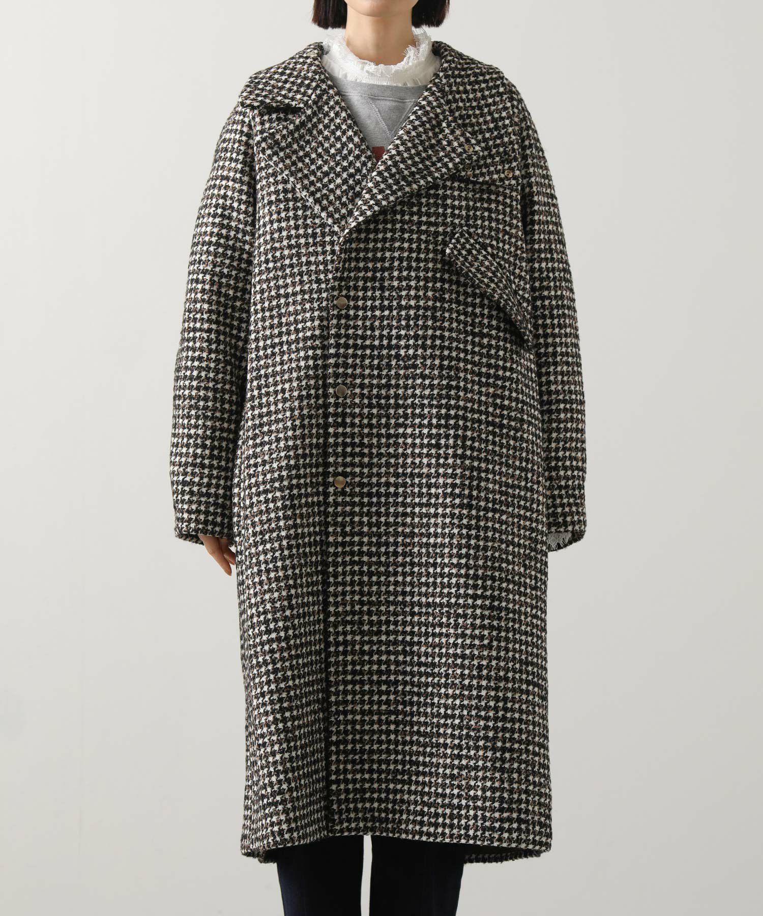 Gready Brilliant千鳥格子スタンドロングコート | SEKIMIKI Online