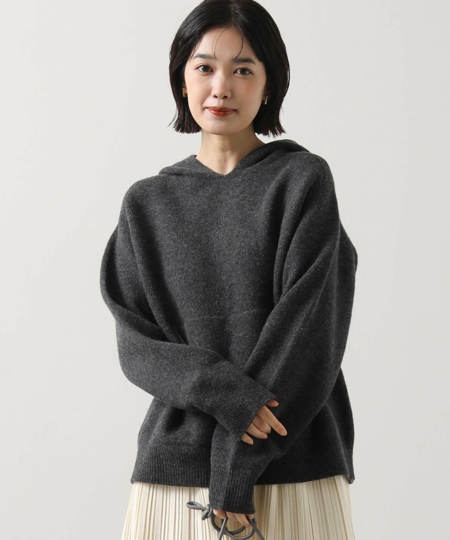 Gready Brilliantウール100ホールガーメントニットフーディ