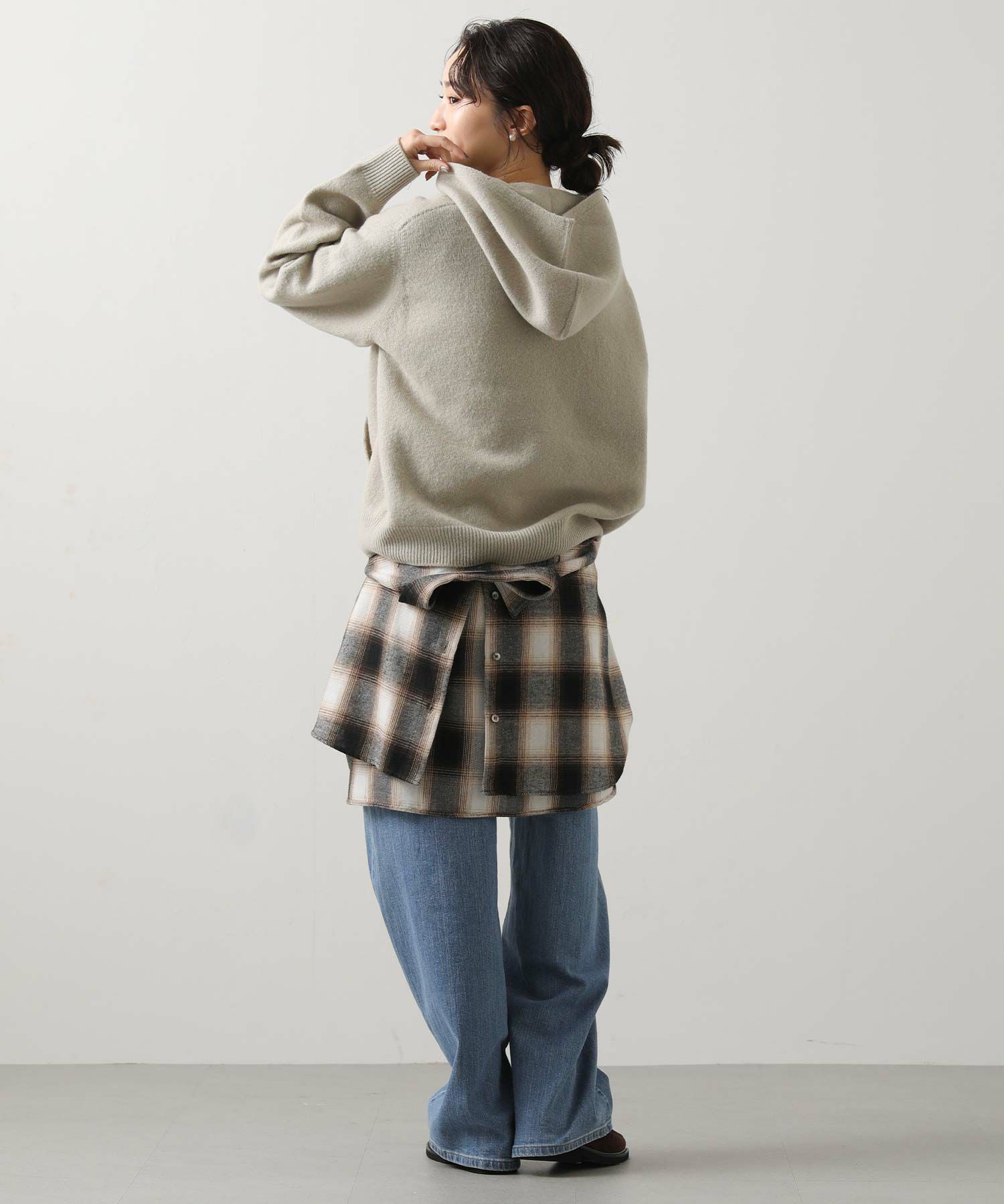 Gready Brilliantウール100ホールガーメントニットフーディ